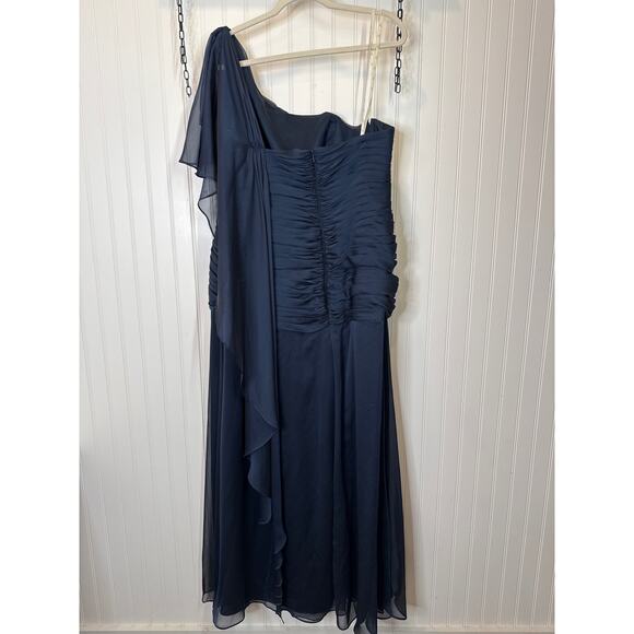 Jade by Jasmine Black Ruffle One Shoulder Maxi Dress Holiday Wedding Size 16 - Picture 2 of 6